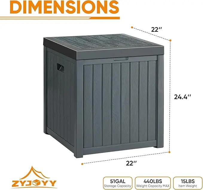 51 Gallon Resin Deck Box, Outdoor Storage Box Waterproof for Patio, Garden, Pool, and Deck, Storage Solution for Cushions, Tools, Delivery Packages, Grey by GreenHaven Gardens