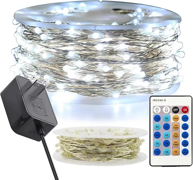 RUICHEN Cool White Dimmable Fairy Lights Plug in, 99 Ft 300 LED Twinkle String Lights with Remote, Waterproof Silver Wire Firefly Lights for Bedroom, Patio, Yard, Christmas, Wedding, Party by GreenHaven Gardens