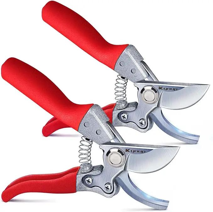 Kynup 2Packs Pruning Shears for Gardening, Garden Shears Scissors Heavy Duty, Bypass Pruner Hand Shears, Tree Trimmers Secateurs, Garden Clippers for Plants, Hedge Shears, Garden Tools (Red) by GreenHaven Gardens