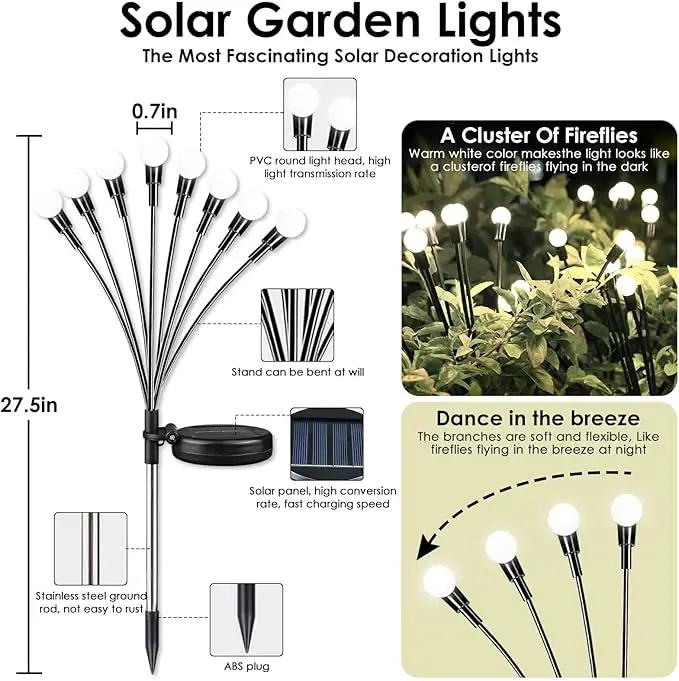 2025 Solar Lights Outdoor Waterproof , 8 Pack Solar Garden Lights, Solar Firefly Lights Outdoor Waterproof, Solar Twinkle Swaying Fairy Light for Yard Patio Pathway Garden Decoration (Cold White) by GreenHaven Gardens