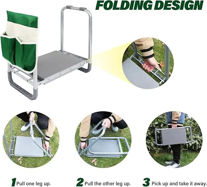 PLKO Multifunctional Garden Kneeler and seat Heavy Duty,Foldable Garden Bench for Kneeling and Sitting with Soft EVA Kneeling Pad and Large Tool Bag for Gardening Lovers by GreenHaven Gardens