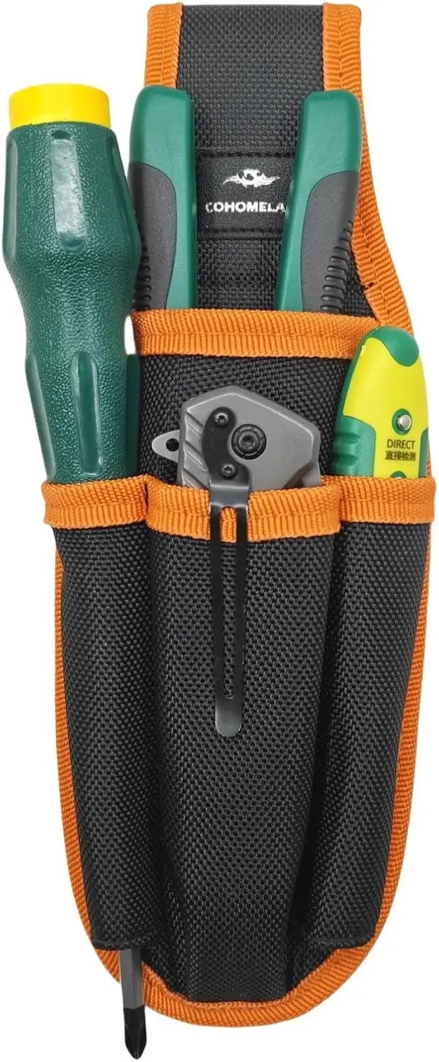 Small Tool Pouches with Belt Clip,Electrician Tool Bag,Tool Pouch for Belt,Tool Organizer Holster with 4 Pockets by GreenHaven Gardens