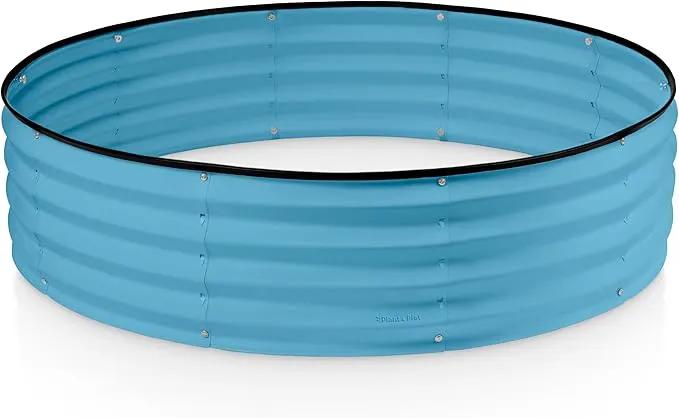 Round Galvanized Raised Garden Bed // 4×4×1 ft Galvanized Raised Garden Beds Outdoor for Gardening, Vegetables, Flowers // Patented Tool-Free Design Round Planter (Teal) by GreenHaven Gardens