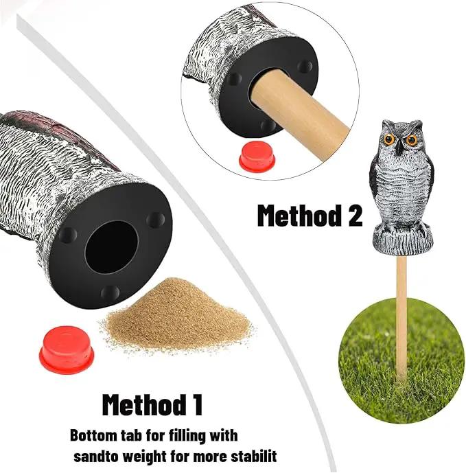 Ezoon 3 Pack Owl Decoy to Scare Birds Away, Fake Owl Scarecrows, Pigeon Deterrent, Plastic Owl Statue for Outdoor Garden Yard by GreenHaven Gardens