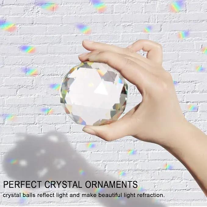 2 Pack Clear Glass Crystal Ball Prisms Window Rainbow Maker Sphere Faceted Gazing Ball Prism Prism Suncatcher for Home Décor, Feng Shui, (60mm /2.36inch, 2 pcs) by GreenHaven Gardens