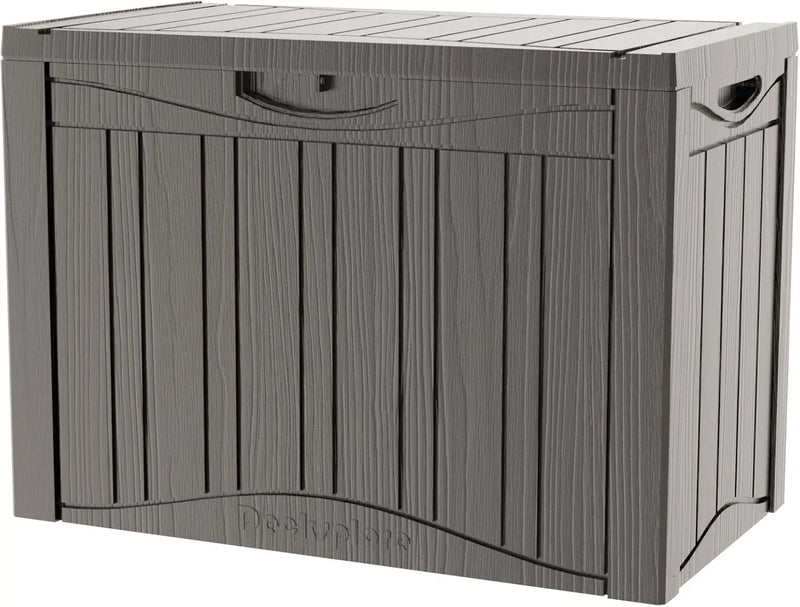 50 Gallon Waterproof Large Resin Deck Box Indoor/Outdoor Lockable Storage Container and Seating for Garden, Pool, and Patio (50 Gallon, Grey) by GreenHaven Gardens