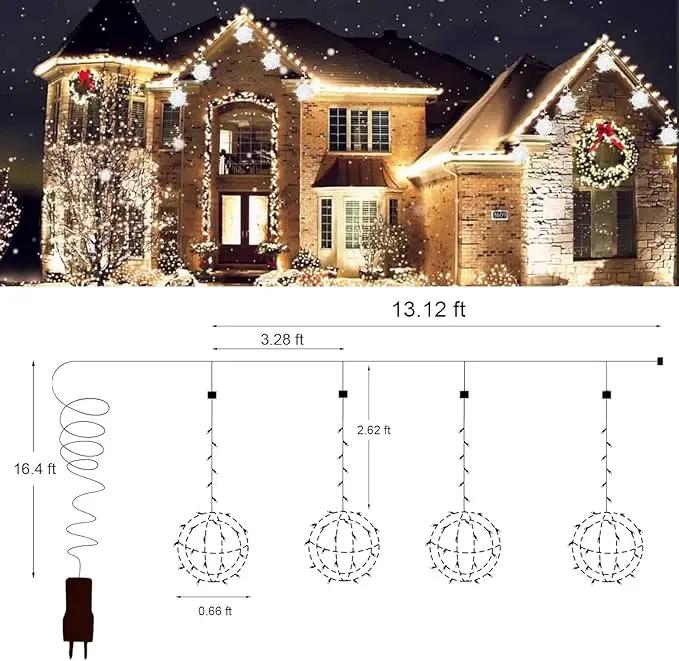Christmas String Lights Outdoors,4 Pack 7.95" Sphere Lights,Ball Tree Garden Globe Lights for Home, Party, Christmas, Porch Patio,Wedding, Garden,Tree Decoration with Plug by GreenHaven Gardens