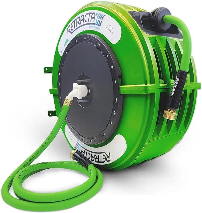 Macnaught Retractable Garden Hose Reel, 60 Ft Water Hose Reel Heavy Duty Retractable Hose with Metal 180° Swivel Rotation Bracket for Wall Mount - Green by GreenHaven Gardens