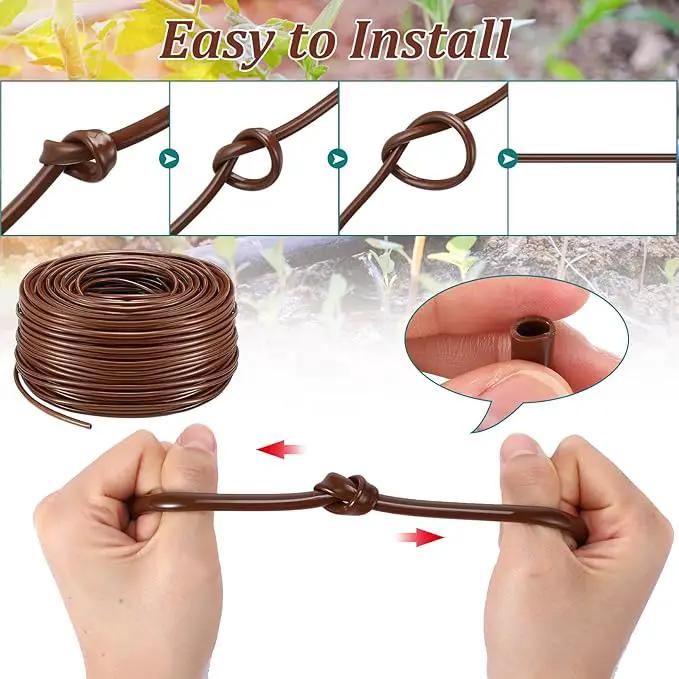 Treela 328 ft Drip Irrigation Hose 1/4 Inch Blank Distribution Tubing Drip Irrigation Tubing Water Hose for Garden Flower Bed Greenhouse Flower Patio Lawn (Brown) by GreenHaven Gardens