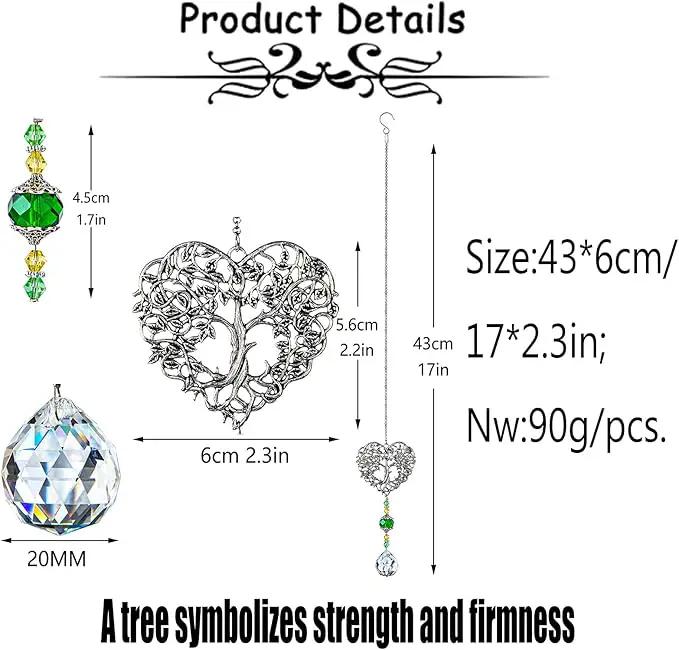 H&D HYALINE & DORA Tree of Life Crystal Suncatchers Crystal Drop Prism Rainbow Maker Hanging for Home Garden Decoration, Heart Shaped by GreenHaven Gardens
