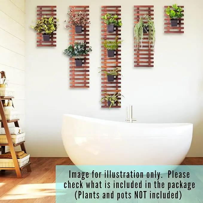 ShopLaLa Wall Planter - Hanging Wooden Wall Planter for Indoor Outdoor Plants, Vertical Garden, Plant Wall Mount Planter, Air Plant Succulent Holder for Flower Pot Display Hanger Frame 47.2" (120cm) by GreenHaven Gardens