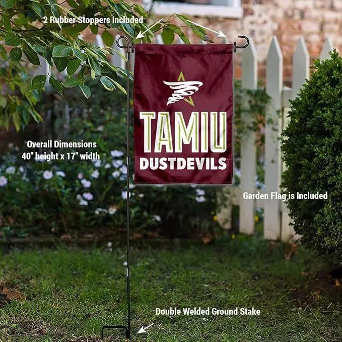 College Flags & Banners Co. Texas A&M International Dustdevils Garden Flag with Pole Stand Holder by GreenHaven Gardens