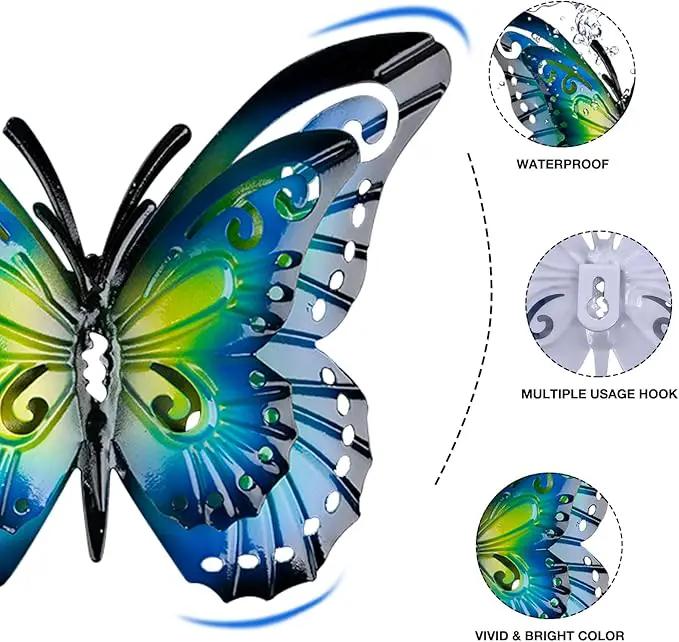 Metal Butterfly Wall Decor-6.5" Outdoor Fence Wall Art Decor Suitable for Garden Patio Balcony by GreenHaven Gardens