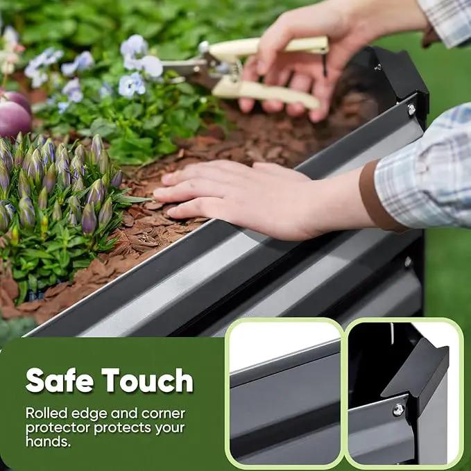 KING BIRD Raised Garden Bed Kit with Bottom 2025 Upgraded Galvanized Planter Garden Box Outdoor & Indoor for Gardening, Vegetables, Flowers, Dark Grey, 70.8x23.6x11.8 in by GreenHaven Gardens