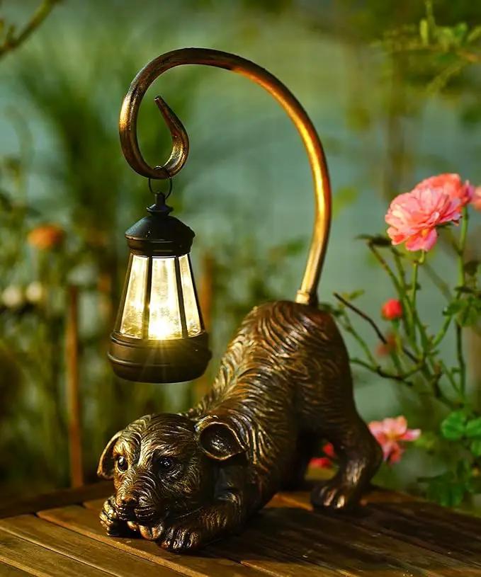 Solar Dog Garden Statue for Outdoor: Outside Sculptures Decor for Art Patio Balcony Yard Lawn – Unique Birthday Gift for Women Mom Grandma by GreenHaven Gardens