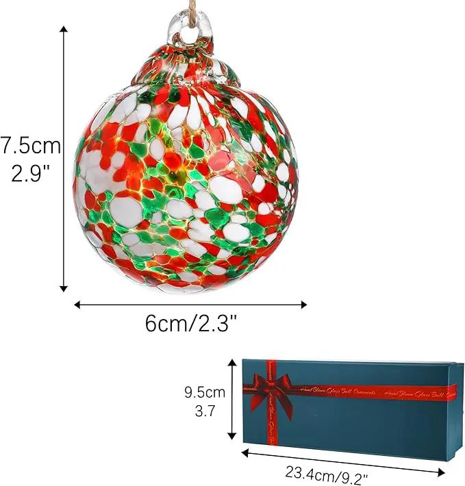 Set of 3 Blown Glass Christmas Ornament Balls for Christmas Tree Decor Glass Gazing Balls for Garden Patio Decor Glass Hanging Xmas Ornament Balls Gifted Box by GreenHaven Gardens