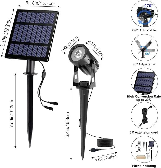 2W Solar Spotlights,T-SUNRISE IP65 Waterproof Outdoor Solar Lights Landscape Lighting Wall Light Auto On/ Off with 2 Warm White Dual Spot Headlamp for Tree,Patio, Yard, Garden by GreenHaven Gardens