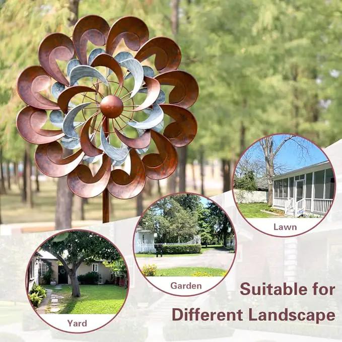 Wind Spinner Outdoor Garden Decor, Wind Spinners for Yard and Garden, 84 inch Copper Wind Sculptures & Spinners for Yard Decorations - Larger Spinners by GreenHaven Gardens