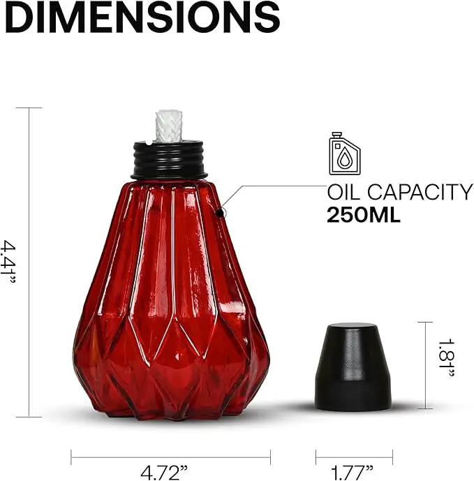 Deco Window Pack of 3 Table Torch for Indoor Outdoor Citronella Oil Tabletop Glass Lamp Landscape Lantern with Fiberglass Wick & Cap for Garden Patio Yard Party Decor Light by GreenHaven Gardens