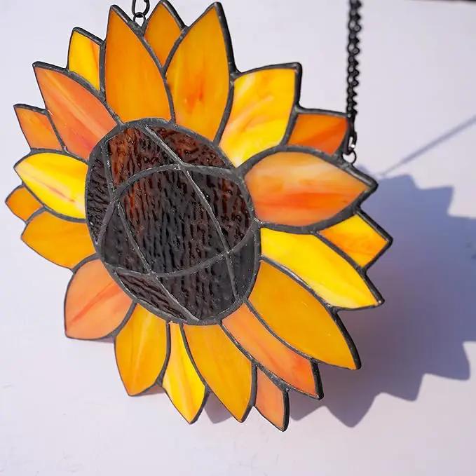 BOXCASA Sunflower Gifts Stained Glass Window Hangings,Sunflower Suncatcher Best Teacher Gifts for Women,Sunflower Decor Suncatcher for Window,Home Decor,Gift for Teacher Mother Grandma by GreenHaven Gardens