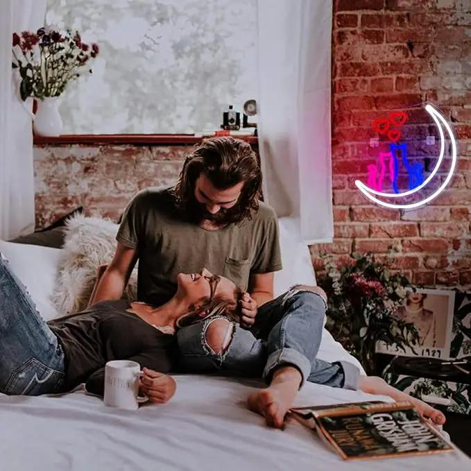 Two Cats on Moon Neon Sign,Cute Couple Kittys Neon Lights for Wall Decor,Kawaii Animal 3D LED Neon,USB Light Up Signs for Girls Bedroom Bar Home Party Valentine's Day Cat Lovers Weddings by GreenHaven Gardens