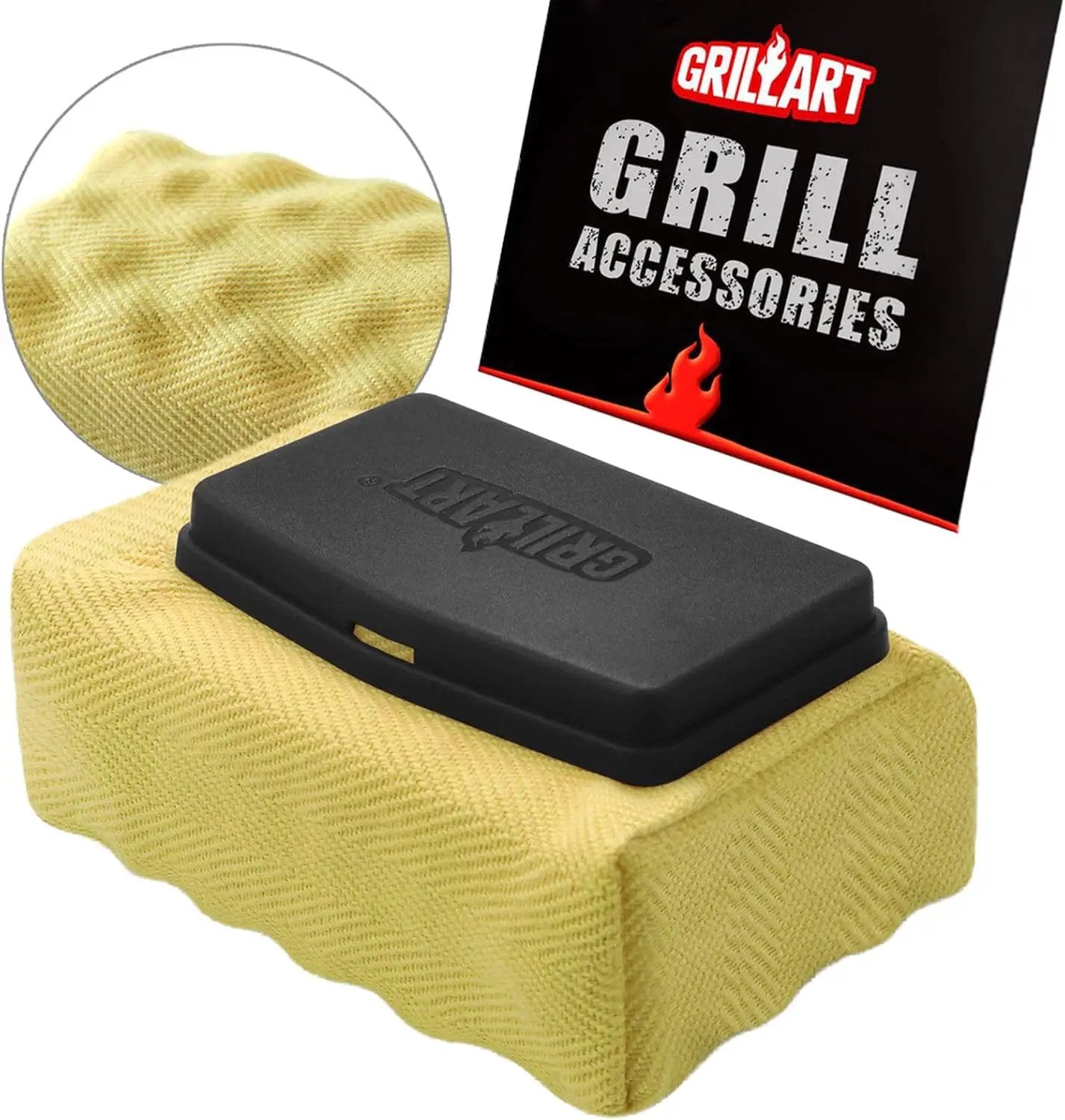 GRILLART Grill Brush Bristle Free, Replaceable BBQ Cleaning Head (No Handle), Safe Replacement Cleaning Pad for Cast Iron/Stainless-Steel Grates - Black by GreenHaven Gardens