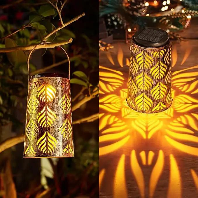 Solar Lantern Outdoor Garden Decor 2 Pack Hanging Solar Lantern Lights, Farmhouse Decor Outdoor Lantern, Waterproof Lantern for Patio, Yard, Table, Pathway Halloween Christmas Day Decor by GreenHaven Gardens
