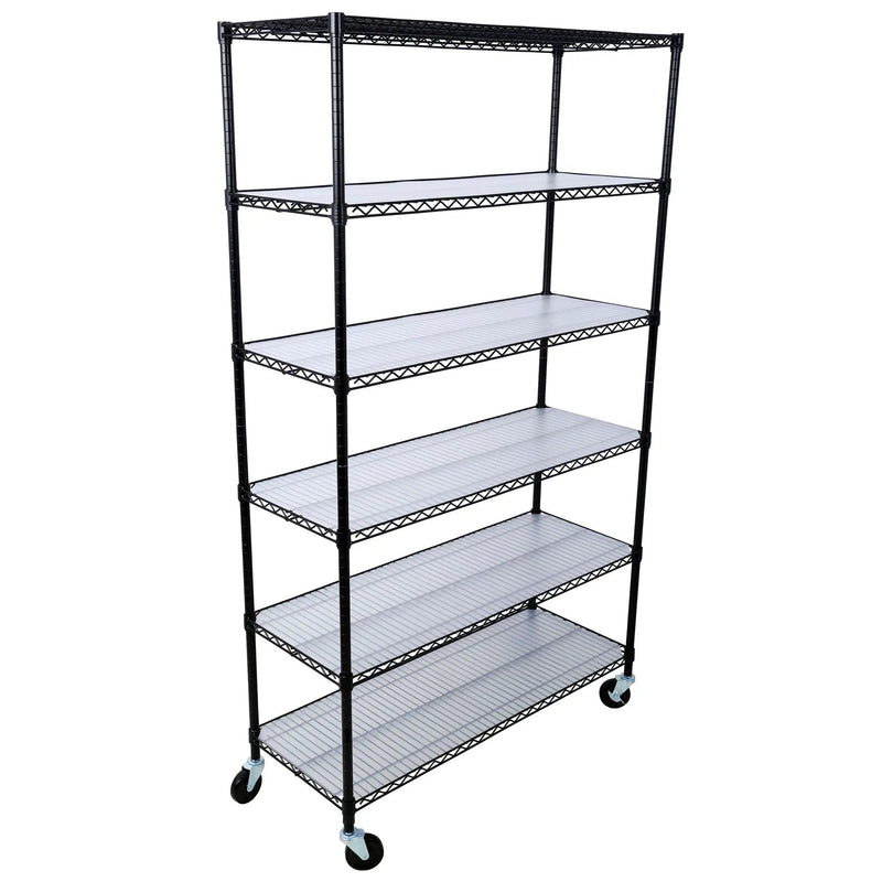 6 Tier 6000Lbs Capacity Nsf Metal Shelf Wire Shelving Unit, Heavy Duty Adjustable Storage Rack With Wheels & Shelf Liners For Commercial Grade Utility Steel Storage Rack by HouseOfZazla