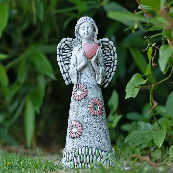Solar Angel Garden Statue,Garden Angel Figurines,Solar Garden Sculpture with Resin Angel Decor for Patio Lawn Yard Porch Decorations,Housewarming Garden Gift,10.03inch by GreenHaven Gardens