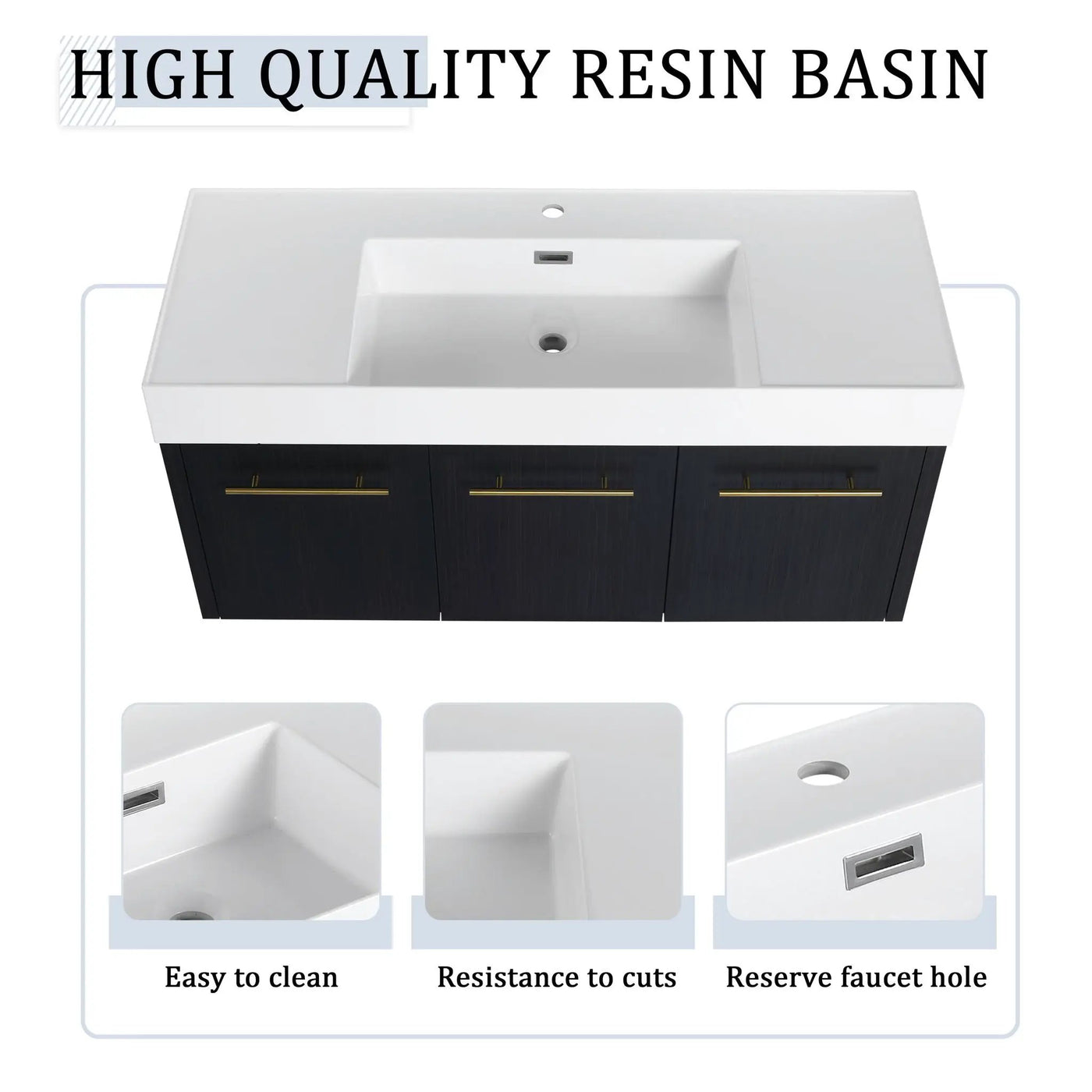 Modern Wall Mounted Bathroom Vanity with Resin Sink and Storage Rack by HouseOfZazla