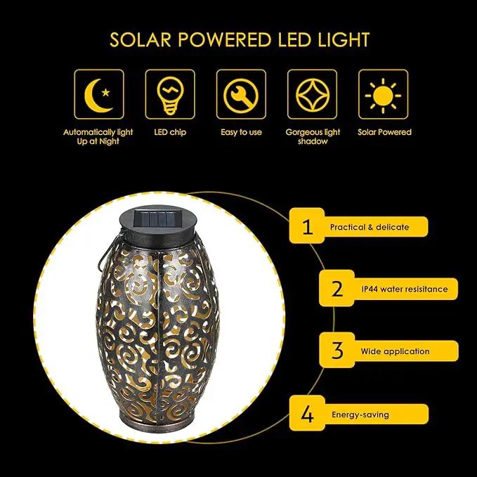 2 Pack Solar Lanterns, Hanging Solar Lantern Outdoor Lantern Solar Powered Lantern with Handle Metal Waterproof Decorative Solar Garden Lights for Patio Yard Pathway Walkway by GreenHaven Gardens