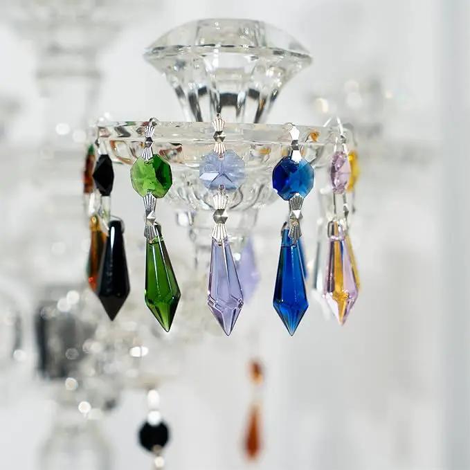 HDCRYSTALGIFTS 40pcs Rainbow Colors Crystal Icicle Pendant Chandelier Teardrop Prisms Drops Lamp Candle Holders Curtain DIY Parts,38mm by GreenHaven Gardens