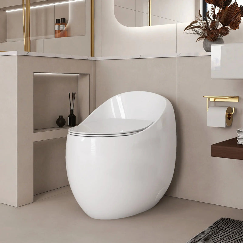 Modern Egg Shape Toilet 1.28 Gpf Single Flush Ceramic by HouseOfZazla