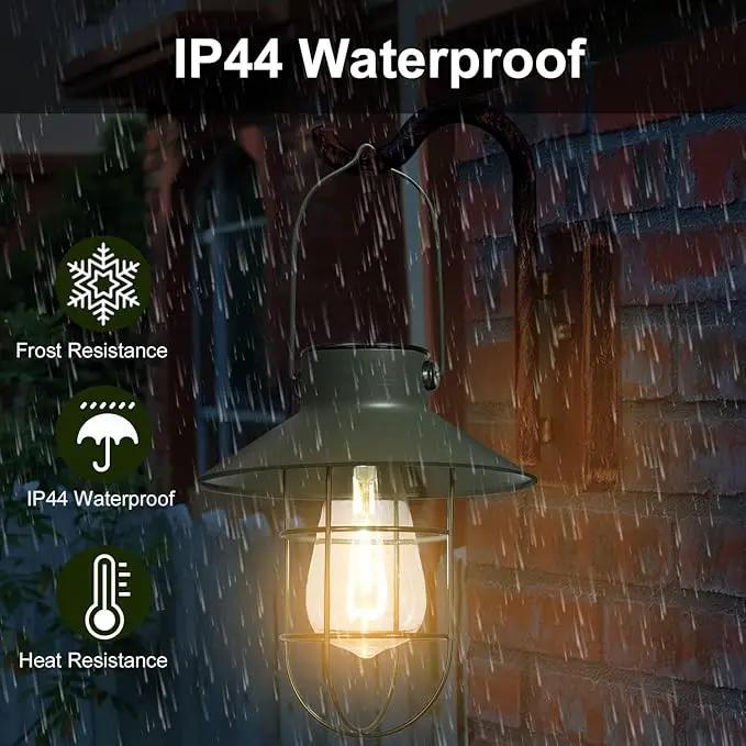 pearlstar Solar Lanterns Outdoor Metal Solar Powered Hanging Lights Waterproof for Wall Barn Yard Garden Patio Garage Balcony Porch Fence Decor, Warm White Edison Bulb (Green-2pack) by GreenHaven Gardens