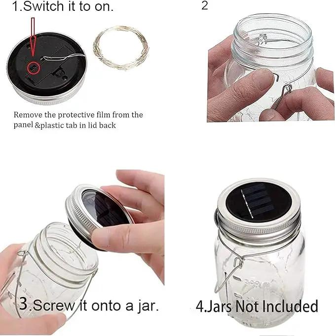 ANGMLN Solar Mason Jar Lights Lids, 10 Pack 30 LED Solar Fairy Lights for Regular Mouth Mason Jars, Outdoor Hanging Mason Jar Lights for Garden Yard Decor, Wedding Christmas Gifts (Jars Not Included) by GreenHaven Gardens