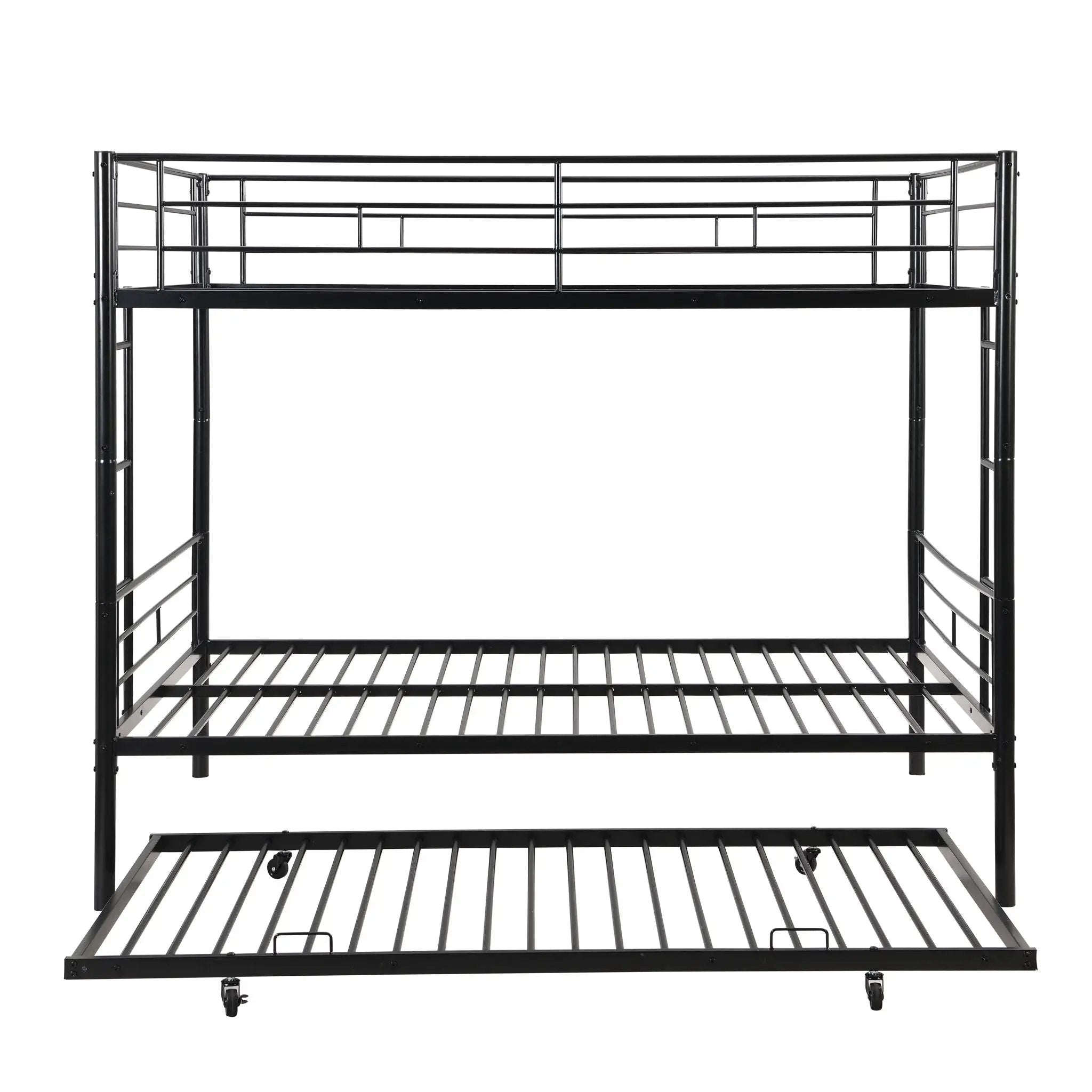 Full Over Full Modern Metal Bunk Bed With Trundle - Black by Unique Piece Furniture