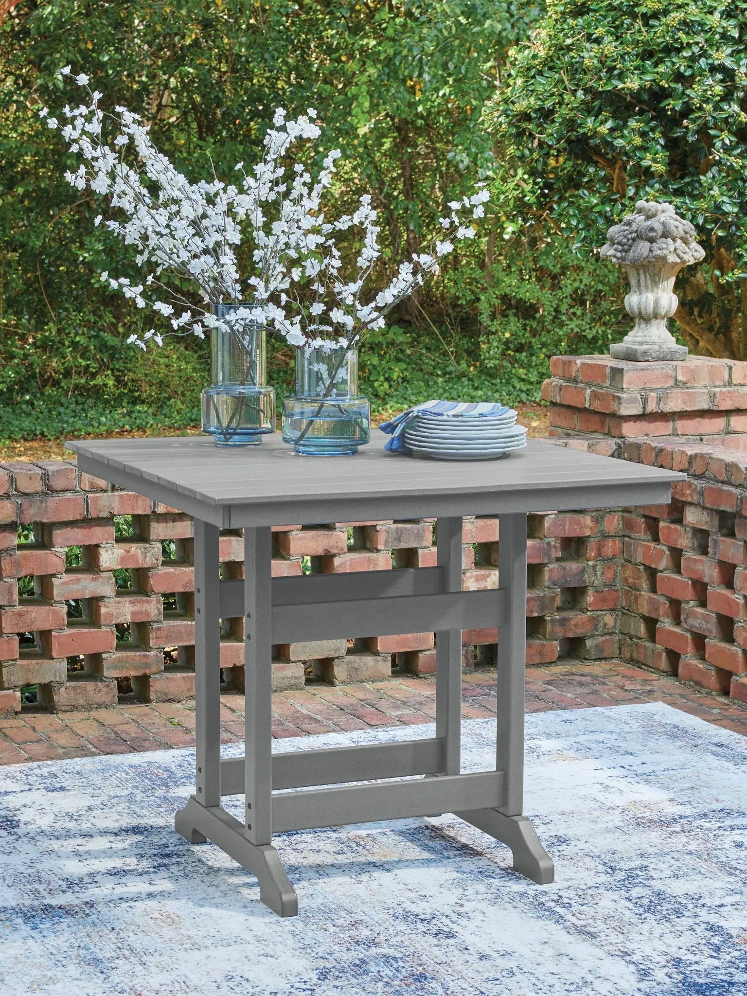Sanctuary Beach - Square Counter Table With Umbrella Option - Dark Gray by Unique Piece Furniture