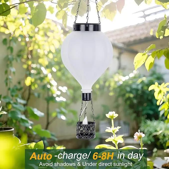 Hanging Solar Lantern Outdoor Garden Decor Hot Air Balloon Lantern with Flickering Flame Gifts for Women Grandma Mom Outdoor Hanging Light Solar Decorative Lamp for Garden Patio Yard and Home by GreenHaven Gardens