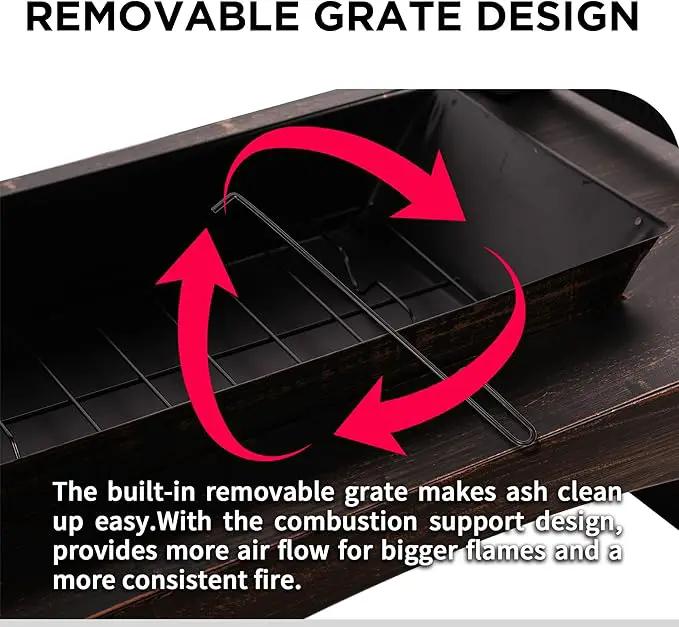 Bestier 37" Fire Pits, Wood Burning Fireplace for Outside Rectangular Chiminea Outdoor Firepits with Poker, Wood Storage, Rain Cover and Removable Fire Grill for Patio, Garden, Backyard, Camping by GreenHaven Gardens