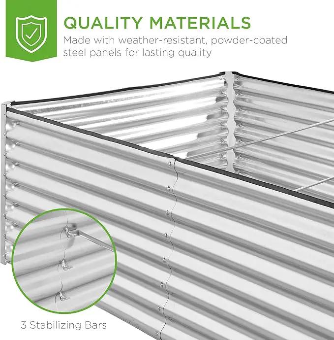 Best Choice Products 8x4x2ft Outdoor Metal Raised Garden Bed, Deep Root Planter Box for Vegetables, Flowers, Herbs, and Succulents w/ 478 Gallon Capacity - Galvanized by GreenHaven Gardens