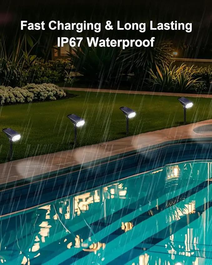 6 Pack Solar Powered Outdoor Spot Lights Outside Waterproof 20 LEDs Landscape Spotlights Dusk to Dawn for House Yard Tree, Plants, Walls, Path, Garden, Statues, Superior Accent Lamp Cool White by GreenHaven Gardens