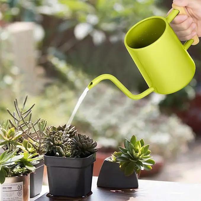 Watering Can Indoor Plants, 35 oz/1000 ml Metal Stainless Steel Watering Can Pot with Long Spout for Indoor House Plants Bonsai Outdoor Garden Flower Decorative (Bright Green) by GreenHaven Gardens