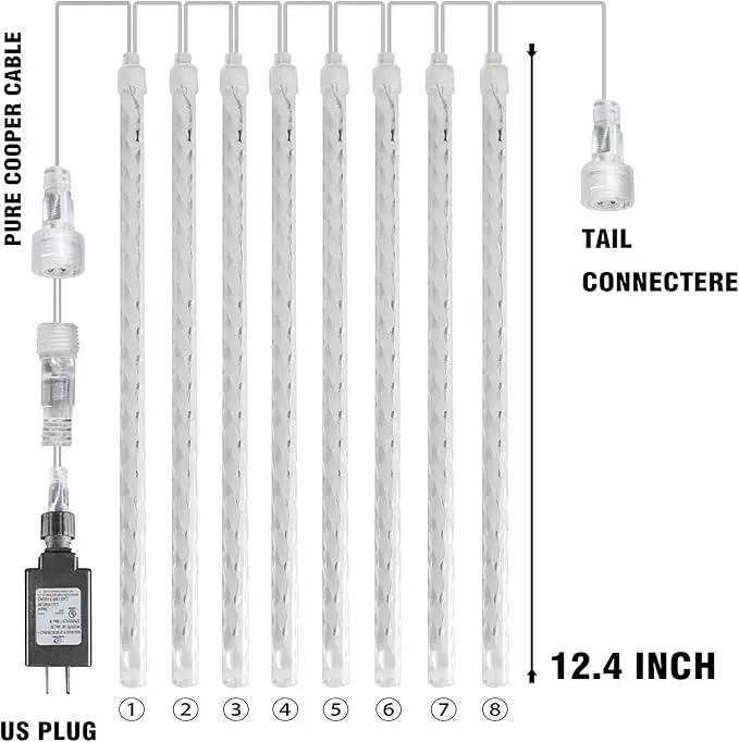 Dazzle Bright 4th of July Lights Decorations, 288LED Red Blue and White Meteor Shower Rain Lights 12Inch 8 Tubes, Waterproof Plug in Falling Rain Light Independence Day for Outdoor Yard by GreenHaven Gardens