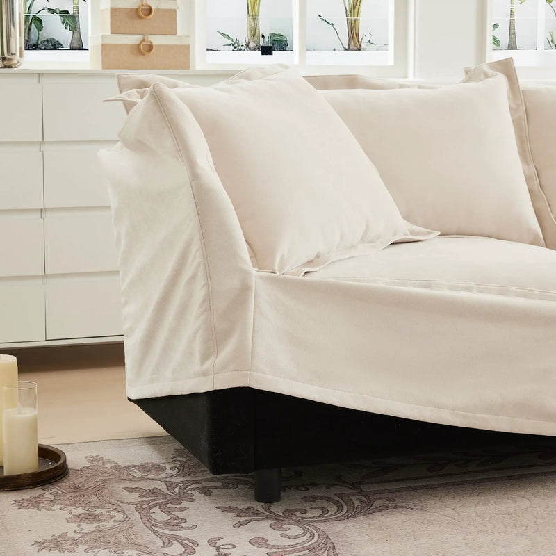 Slipcovered Sofa 2 Seater Sofa With 2 Ottomans by HouseOfZazla