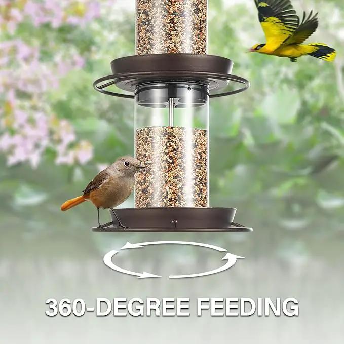 Backyard Expressions 2-Tier Bird Feeder with Sure-Lock Cap and Hanging Hook, Wild Bird Feeders - 4.5 lb Seed Capacity by GreenHaven Gardens