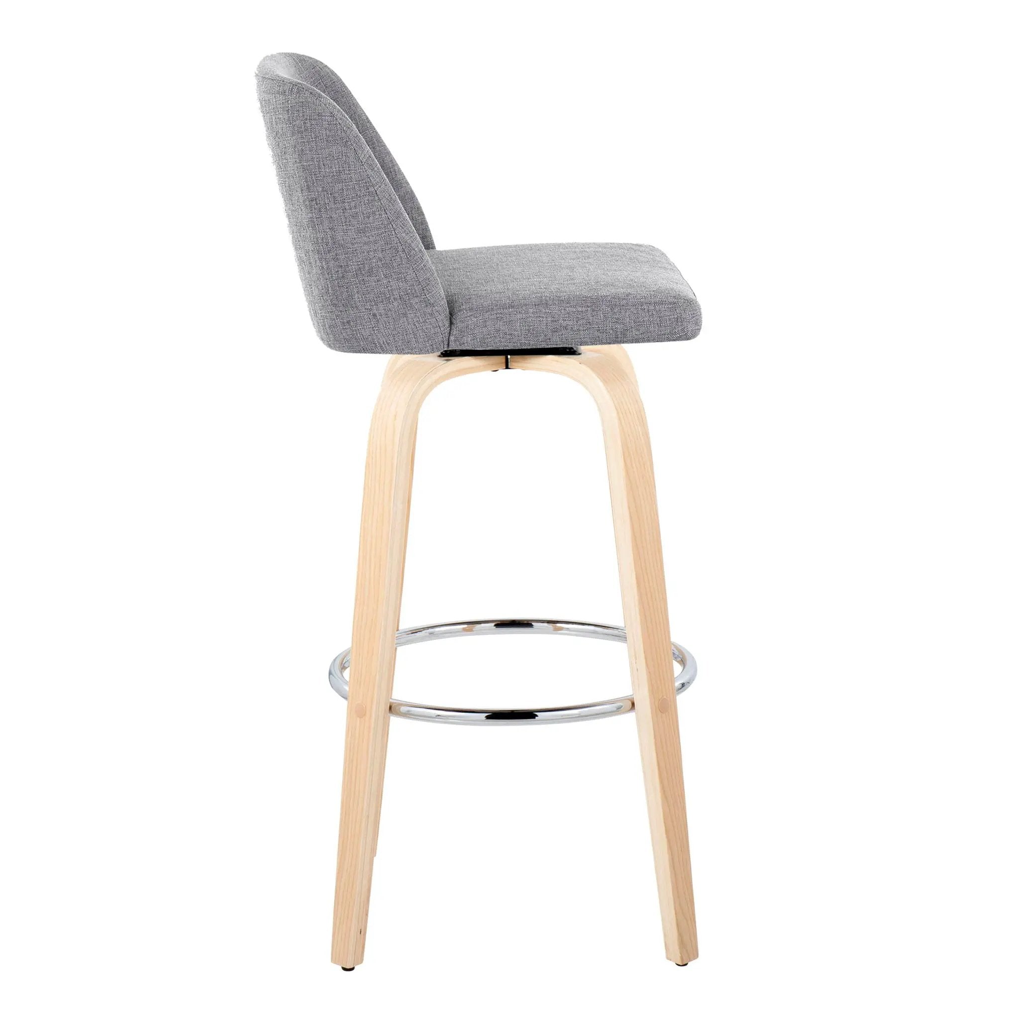 Toriano - Contemporary Fixed Height Barstool & Swivel With Round Footrest (Set of 2) by HouseOfZazla