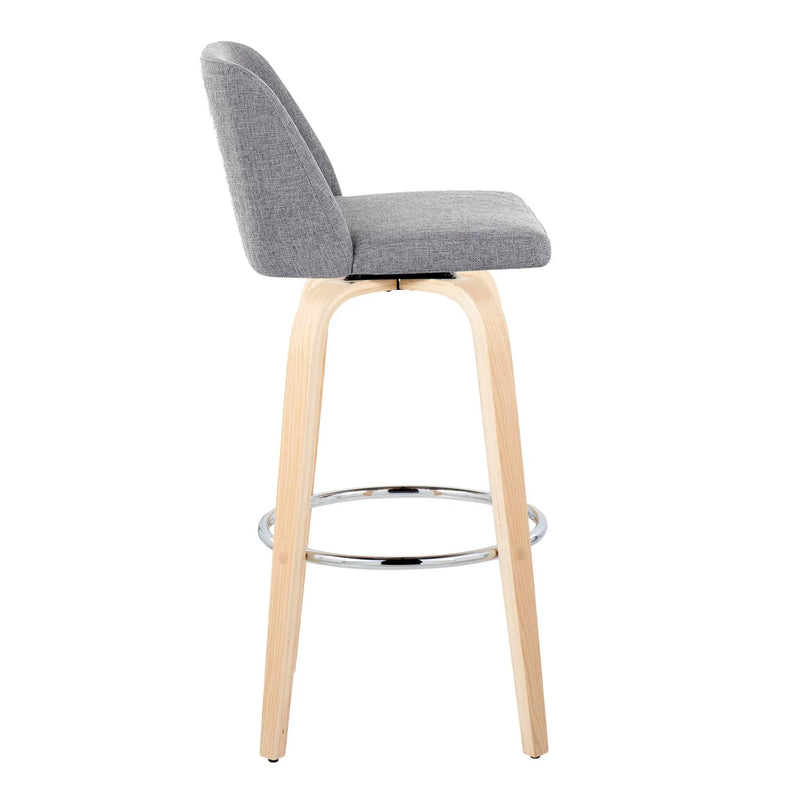 Toriano - Contemporary Fixed Height Barstool & Swivel With Round Footrest (Set of 2) by HouseOfZazla