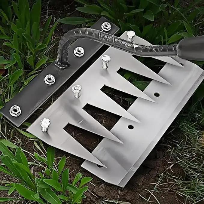 Gardenia Iron Weeding Rake, Iron Rake 2.0 for Gardening and Weeding, Detachable Double-Edged Blade Design Carbon Steel Heavy-Duty Weed Rakes,Hand Weed Puller Tools for Lawn Yard Garden Farm(7 teeths) by GreenHaven Gardens