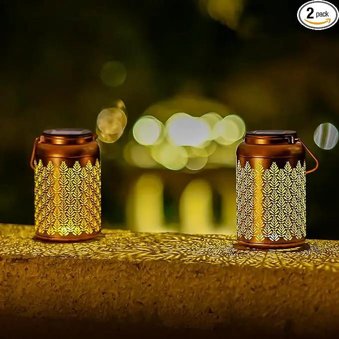 2 Pack Solar Lanterns Outdoor Waterproof - Birthday Gifts for Women, Men, Mom, Solar Lights Outdoor Hanging Garden Decor for Outside, Patio, Outdoor, Yard, Lawn, Balcony Grass by GreenHaven Gardens