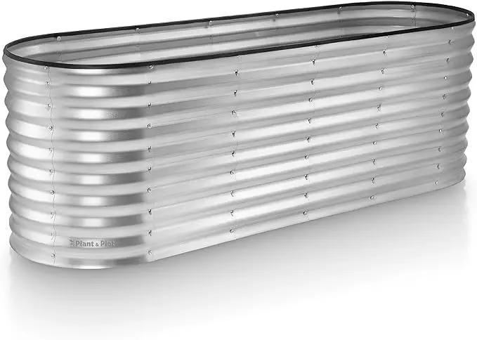 Galvanized Raised Garden Beds Outdoor // 6×2×2 ft Planter Raised Beds for Gardening, Vegetables, Flowers // Large Metal Garden Box (Silver) // Patented Tool-Free Design by GreenHaven Gardens
